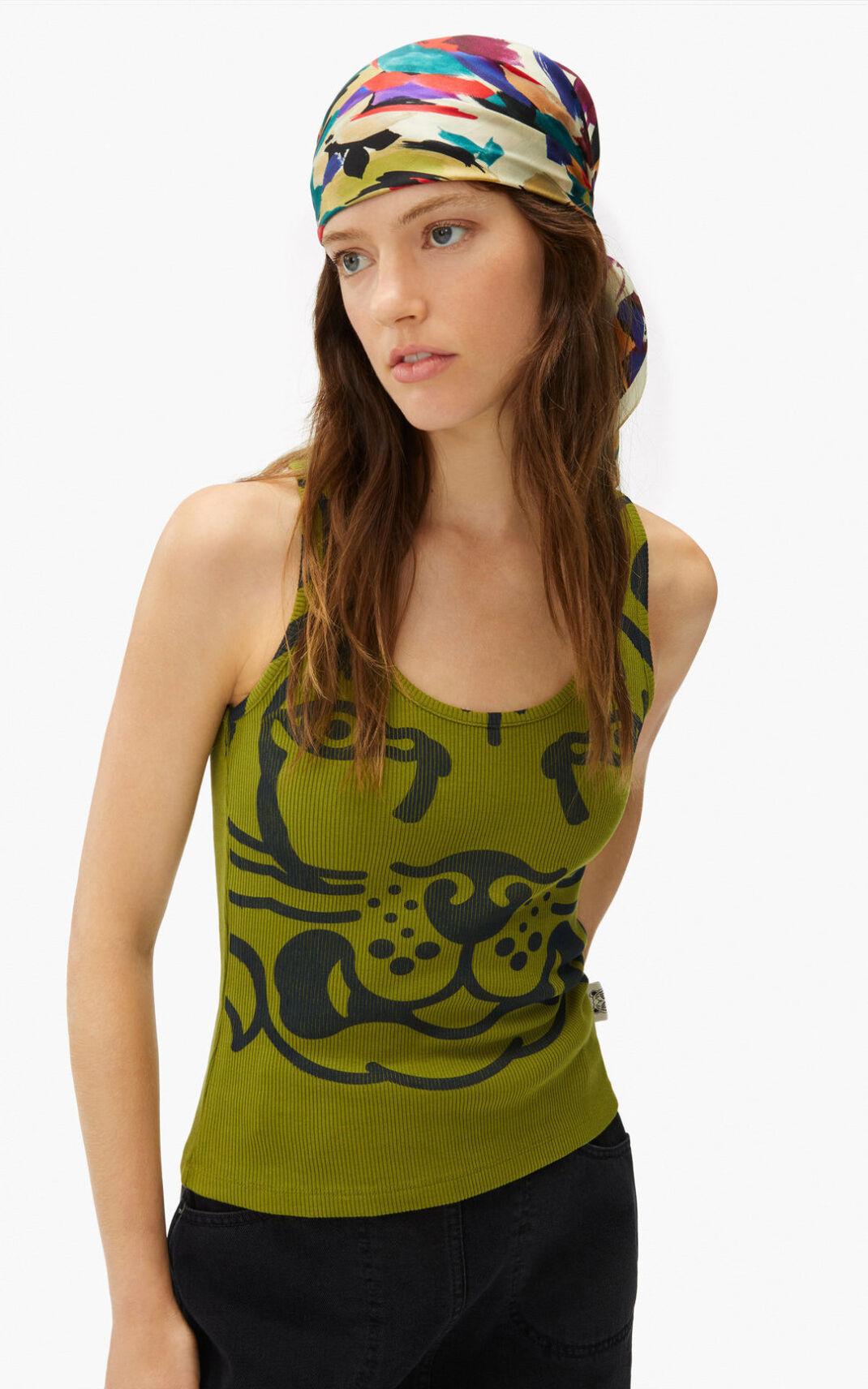 Kenzo K Tiger vest top μπλουζακια γυναικεια Ελιά | GR601509